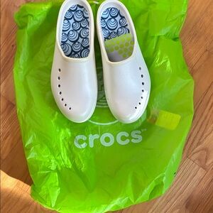 CROCS White Mules with Patterned Insole
